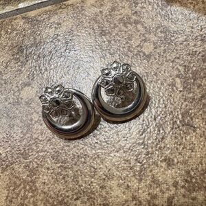 Sterling Silver Floral Screwback Earrings 925 Vintage Style Pair